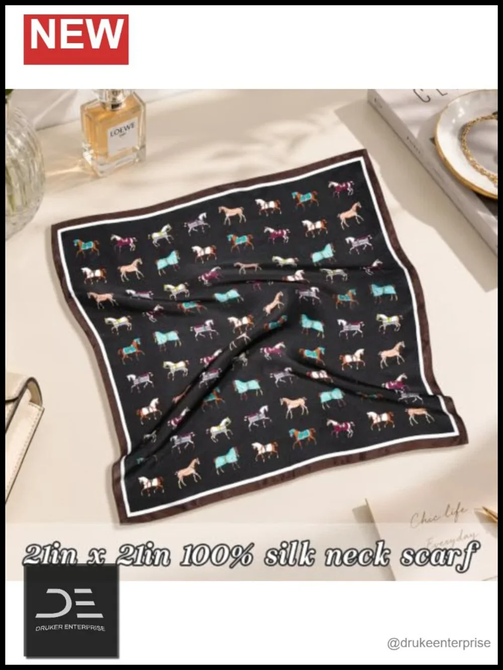 100% Mulberry Silk Square Scarf Lightweight Neckerchief Hair Neck Scarf Gift Box